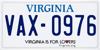 VA license plate VAX0976