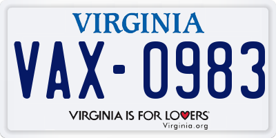 VA license plate VAX0983