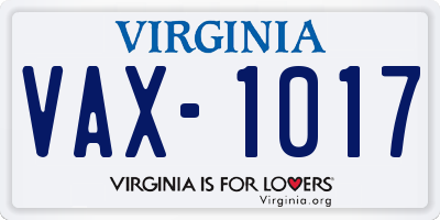 VA license plate VAX1017