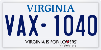 VA license plate VAX1040