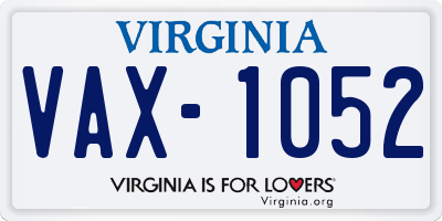 VA license plate VAX1052