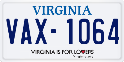 VA license plate VAX1064