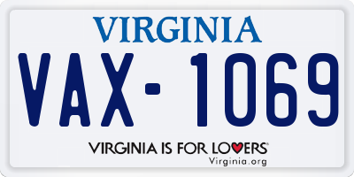 VA license plate VAX1069