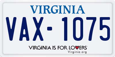 VA license plate VAX1075