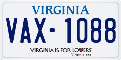 VA license plate VAX1088
