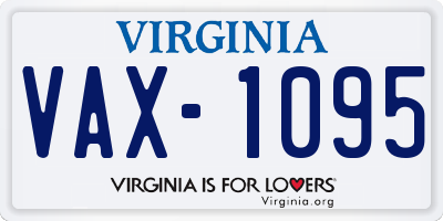 VA license plate VAX1095
