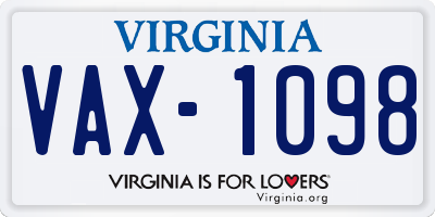 VA license plate VAX1098