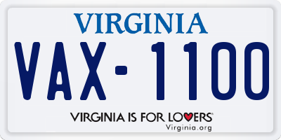 VA license plate VAX1100