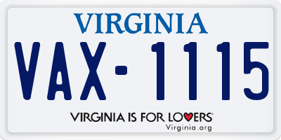 VA license plate VAX1115
