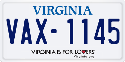 VA license plate VAX1145