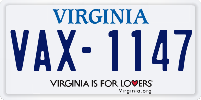 VA license plate VAX1147