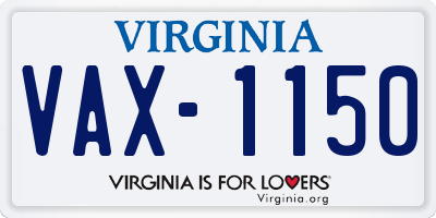 VA license plate VAX1150