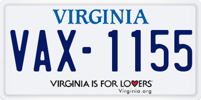 VA license plate VAX1155