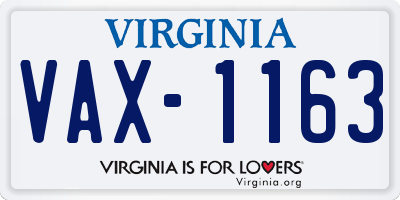 VA license plate VAX1163