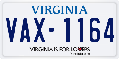 VA license plate VAX1164