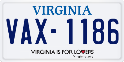 VA license plate VAX1186