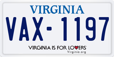 VA license plate VAX1197