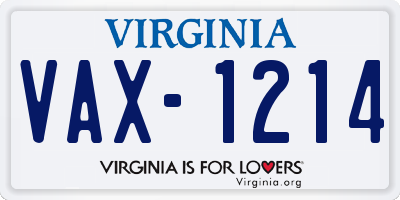 VA license plate VAX1214