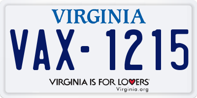 VA license plate VAX1215