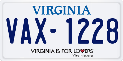 VA license plate VAX1228