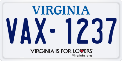 VA license plate VAX1237