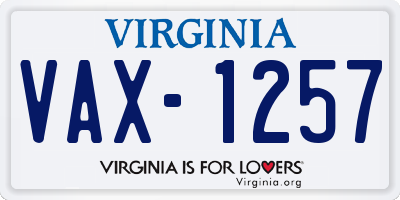 VA license plate VAX1257