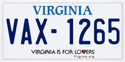 VA license plate VAX1265