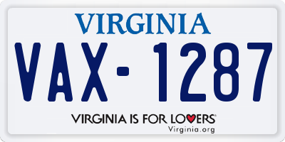 VA license plate VAX1287