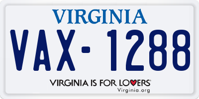 VA license plate VAX1288