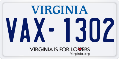 VA license plate VAX1302
