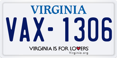 VA license plate VAX1306