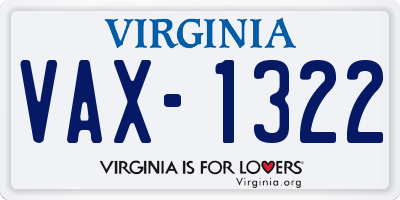 VA license plate VAX1322