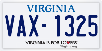 VA license plate VAX1325