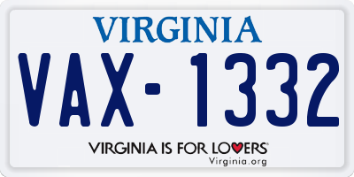 VA license plate VAX1332
