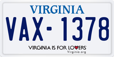 VA license plate VAX1378