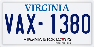 VA license plate VAX1380