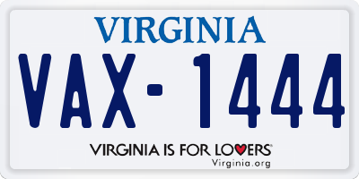 VA license plate VAX1444