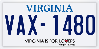 VA license plate VAX1480