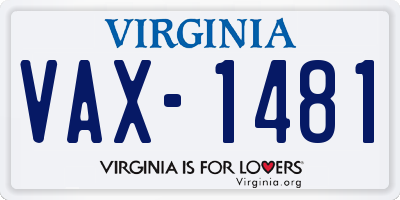 VA license plate VAX1481