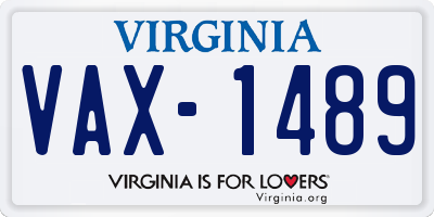VA license plate VAX1489
