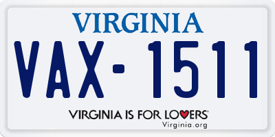 VA license plate VAX1511