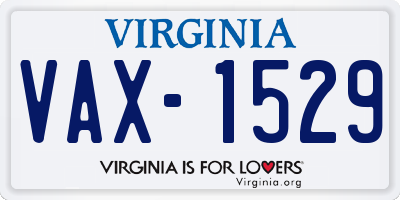 VA license plate VAX1529