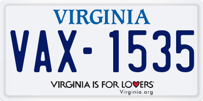 VA license plate VAX1535