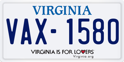 VA license plate VAX1580