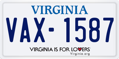 VA license plate VAX1587