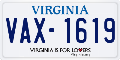 VA license plate VAX1619