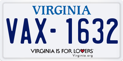 VA license plate VAX1632