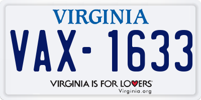 VA license plate VAX1633