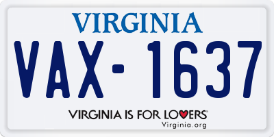 VA license plate VAX1637