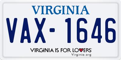 VA license plate VAX1646